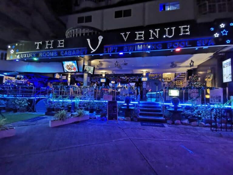 Venue front at night 1